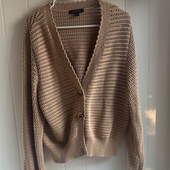 Ann Taylor Sweaters - Ann Taylor Beige Open-Knit Cardigan